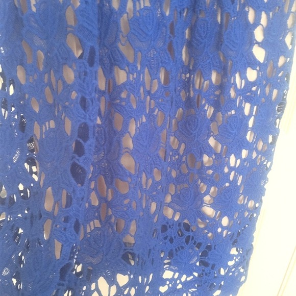 Alexia Admor Crochet Lace Dress Blue Size Large - Picture 9 of 10